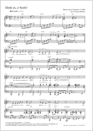 Denk es, o Seele! aus: Sonne, Mond und Sterne Partition, Coro SATB, Pfte