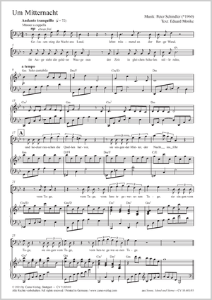 Um Mitternacht aus: Sonne, Mond und Sterne Partition, édition séparée d’une collection, Coro SATB, Pfte