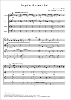 Stephan Görg: Song from a Lonesome Soul - Noten | Carus-Verlag