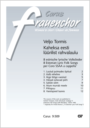 Veljo Tormis: 8 estnische lyrische Volkslieder - Noten | Carus-Verlag