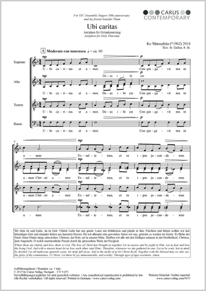 Ko Matsushita: Ubi caritas - Noten | Carus-Verlag