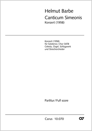 Helmut Barbe: Canticum Simeonis - Noten | Carus-Verlag