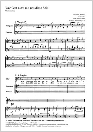 Wär Gott nicht mit uns diese Zeit Score