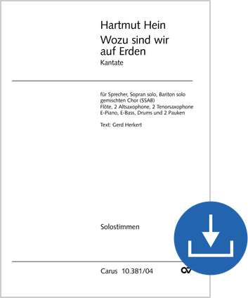 Wozu sind wir auf Erden Kantate Klavierauszug digital, mit einer Stimme, PDF-Datei