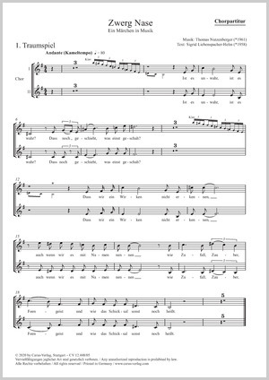 Thomas Nutzenberger / Sigrid Liebenspacher-Helm (Text) / Wilhelm Hauff (Text): Zwerg Nase - Noten | Carus-Verlag