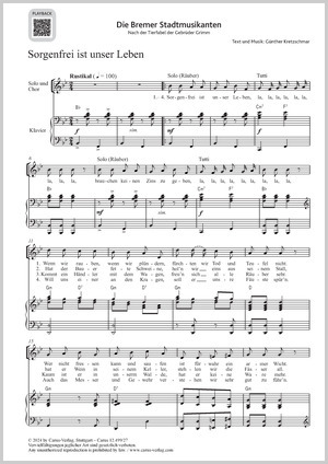 from: Die Bremer Stadtmusikanten. Nach der Tierfabel der Gebrüder Grimm Score, separate edition from a choral collection