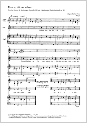 Kommt, laßt uns anbeten Introitus-Kantate Partitur