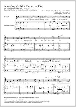 Am Anfang schuf Gott Himmel und Erde Die Schöpfungsgeschichte. Geistliches Konzert Dirigierpartitur