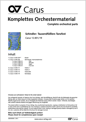 Peter Schindler / Babette Dieterich (Text): Tausendfüßlers Tanzfest (Bühnenfassung) - Noten | Carus-Verlag