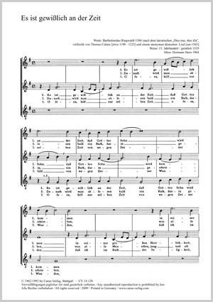 Es ist gewißlich an der Zeit Score
