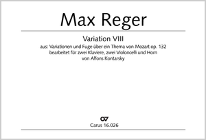 Variation VIII aus: Max Reger, Variation und Fuge über ein Thema von Mozart, op. 132 Score, with three parts