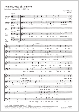 Io moro, ecco ch’io moro (I am dying, see how I'm dying) Bacio chiesto con arguzia. From: Italian madrigals Score