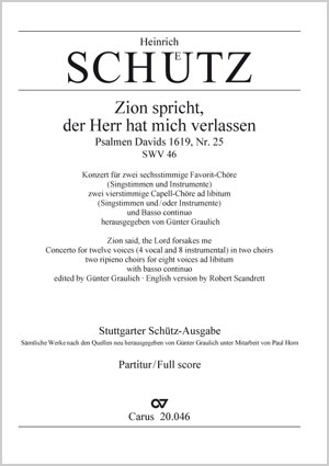 Heinrich Schütz: Zion spricht - Noten | Carus-Verlag