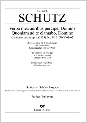 Verba mea auribus percipe; Quoniam ad te clamabo aus: Cantiones sacrae, Op. 4 Partitur