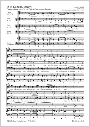 Heinrich Schütz: In te, Domine, speravi - Noten | Carus-Verlag