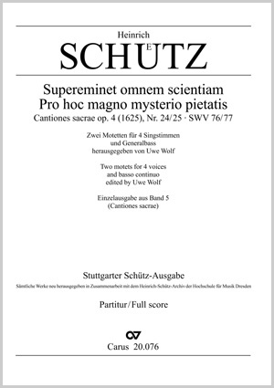 Supereminet omnem scientam; Pro hoc magno mysterio pietatis aus: Cantiones sacrae, op. 4 Partitur