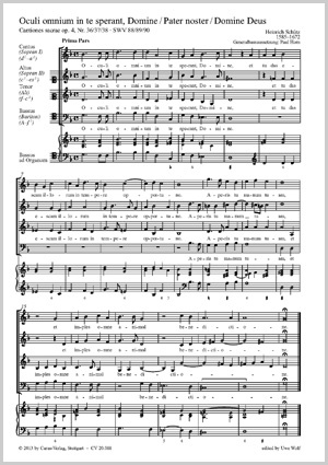 Oculi omnium in te sperant, Domine; Pater noster, qui es in coelis; Domine Deus, Pater coelestis aus: Cantiones sacrae, op. 4 Partitur