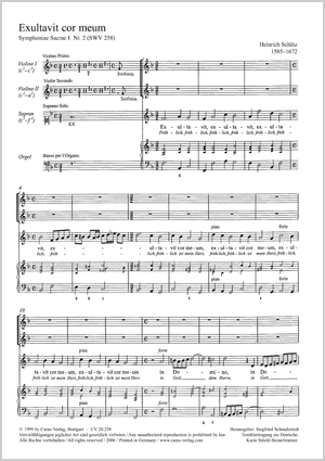 Exultavit cor meum (Fröhlich ist mein Herz) aus: Symphoniae Sacrae I Score
