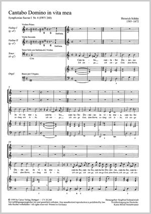Cantabo Domino in vita mea aus: Symphoniae Sacrae I Score