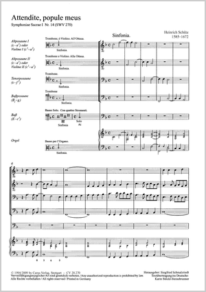 Attendite, popule meus aus: Symphoniae Sacrae I Score