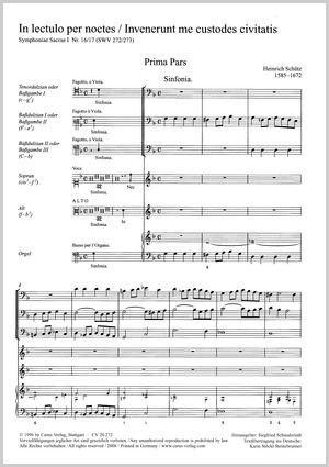 Heinrich Schütz: In lectulo per noctes; Invenerunt me - Sheet music | Carus-Verlag