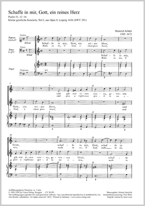 Heinrich Schütz: Make in me, o God a clean pure heart - Partition | Carus-Verlag