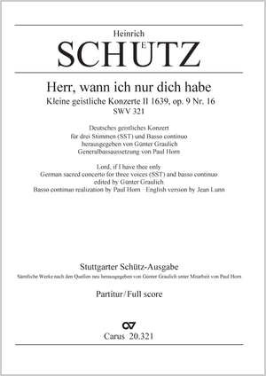 Heinrich Schütz: Herr, wenn ich nur dich habe. Musikalische Exequien II - Noten | Carus-Verlag