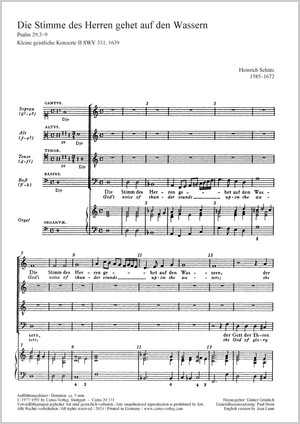 Heinrich Schütz: Die Stimme des Herren - Noten | Carus-Verlag