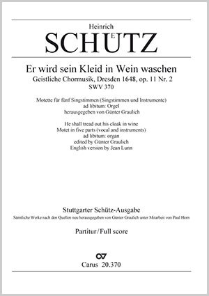 Heinrich Schütz: Er wird sein Kleid in Wein waschen - Noten | Carus-Verlag