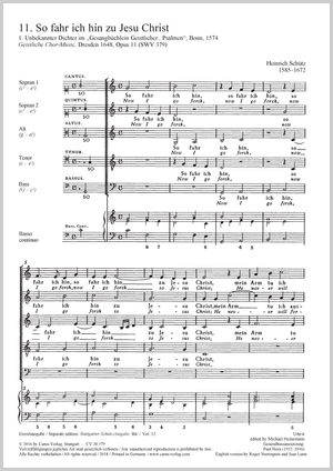 Heinrich Schütz: So fahr ich hin zu Jesus Christ - Noten | Carus-Verlag