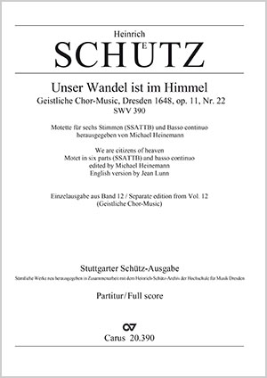 Heinrich Schütz: Unser Wandel ist im Himmel - Noten | Carus-Verlag