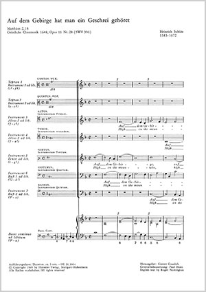 Heinrich Schütz: Auf dem Gebirge - Sheet music | Carus-Verlag