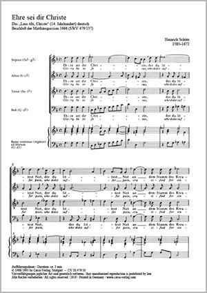 Heinrich Schütz: Glory be to Jesus - Sheet music | Carus-Verlag