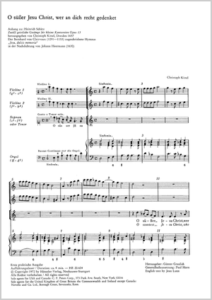 Thumbnail: Heinrich Schütz / Christoph Kittel (arr.): O süßer Jesu Christ, wer an dich recht gedenkt