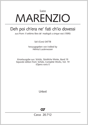Deh poi ch’era ne’ fati ch’io dovessi Aus: Il settimo libro de’ madrigali a cinque voci Partitur