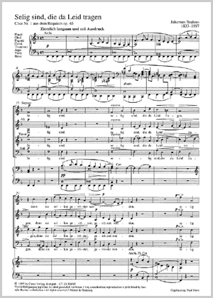 Selig sind, die da Leid tragen extrait de : Un Requiem allemand Partition