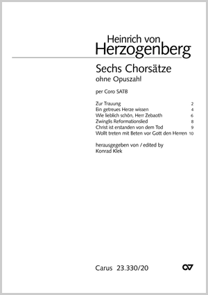 Sechs Chorsätze ohne Opuszahl Partitur