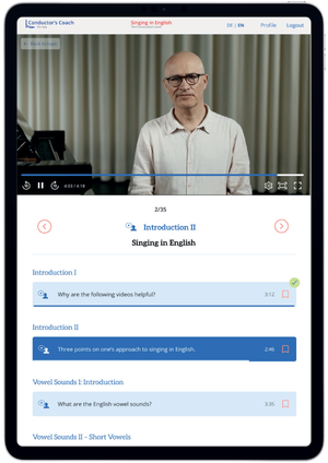 Singing in English The Pronunciation Coach App, Conductor's Coach, module “Singing in English”, 3-month license