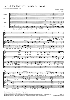 Richard Wagner: Denn dein ist das Reich - Noten | Carus-Verlag