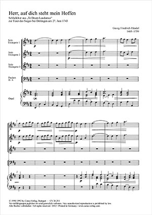 Georg Friedrich Händel: Herr, auf dich steht mein Hoffen - Noten | Carus-Verlag