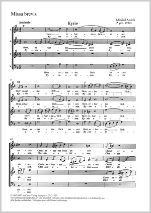 Edouàrd Andrès: Missa brevis - Sheet music | Carus-Verlag