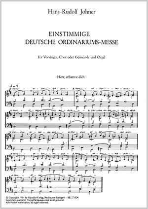 Hans Rudolf Johner: Einstimmige deutsche Ordinariumsmesse - Noten | Carus-Verlag