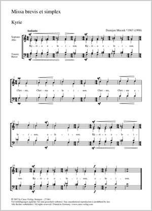 Missa brevis et simplex Score