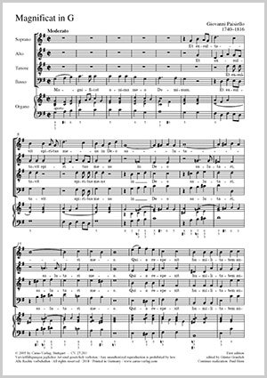 Giovanni Paisiello: Magnificat in G - Noten | Carus-Verlag