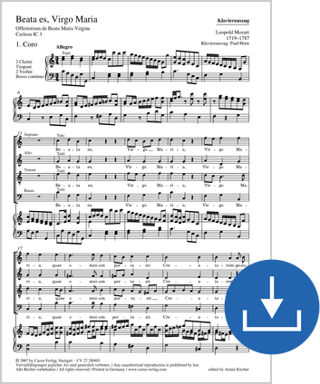 Beata es, Virgo Maria Offertorium de Beata Maria Virgine Vocal score digital (download), pdf file