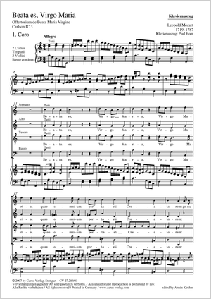 Beata es, Virgo Maria Offertorium de Beata Maria Virgine Vocal score