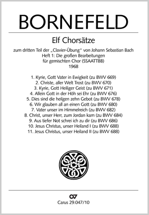 Helmut Bornefeld: Chorsätze I zu Bachs Clavierübung - Noten | Carus-Verlag