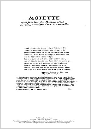 Helmut Bornefeld: Hiob-Motette - Noten | Carus-Verlag