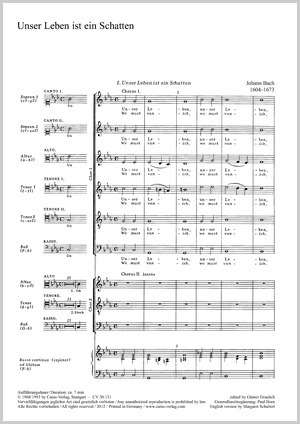 Johann Bach / Johann Michael Bach (?): Unser Leben ist ein Schatten - Noten | Carus-Verlag