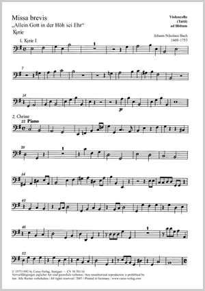 Thumbnail: Johann Nikolaus Bach / Johann Ludwig Bach (früher zugeschrieben) / Johann Sebastian Bach (früher zugeschrieben): Missa brevis